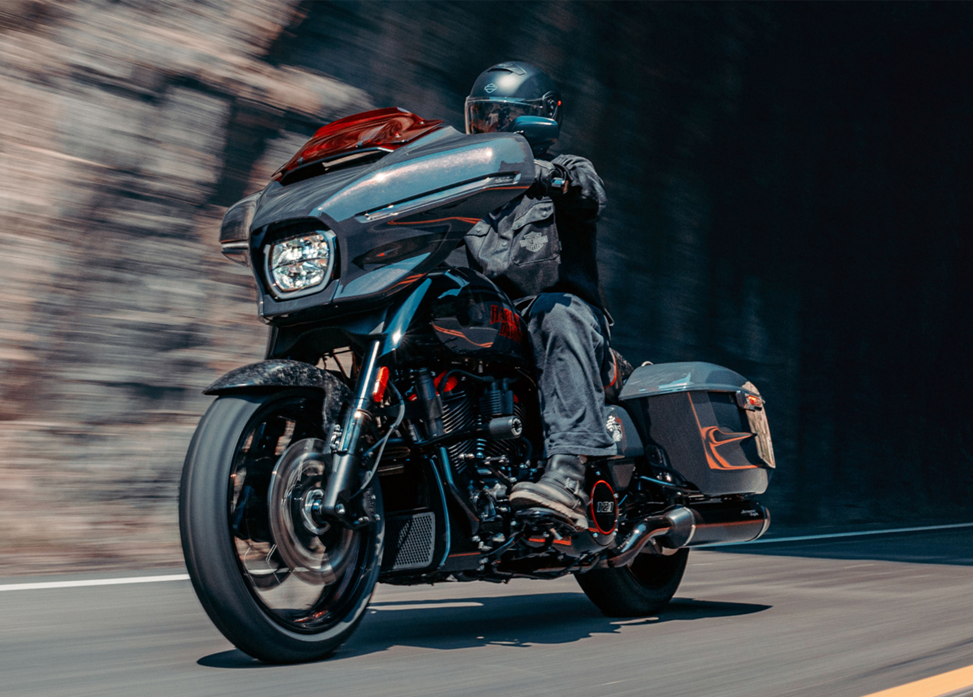 CVO摩托车的特写照